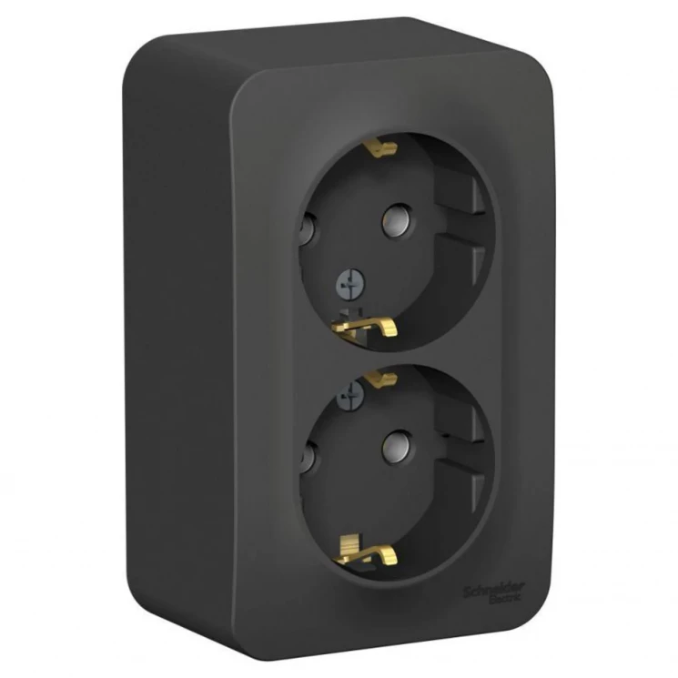 Розетка 2-м ОП Blanca 16А IP20 250В с заземл. без защ. шторок с изолир. пластиной антрацит SE BLNRA0