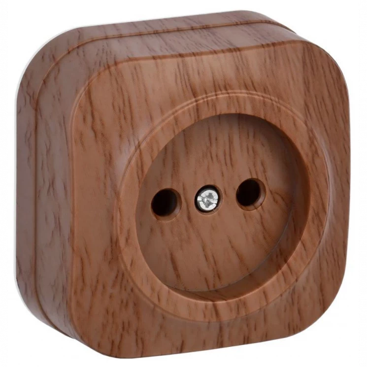 Розетка 1-м ОП GLORY РС20-2-ХД 10А без заземл. дуб IEK ERH10-K24-10