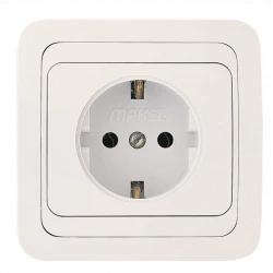 Розетка 1-м СП Mimoza 16А IP20 с заземл. пластик. основ. бел./бел. Makel 12028