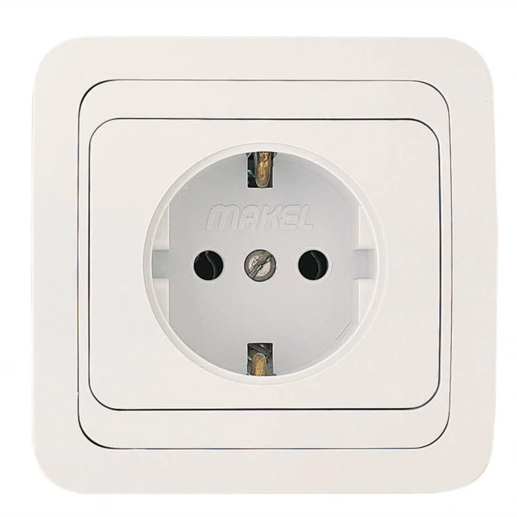 Розетка 1-м СП Mimoza 16А IP20 с заземл. пластик. основ. бел./бел. Makel 12028