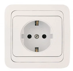 Розетка 1-м СП Mimoza 16А IP20 с заземл. пластик. основ. бел./бел. Makel 12028