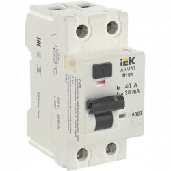 Выключатель дифференциального тока (УЗО) 2п 40А 30мА тип AC ВДТ R10N ARMAT IEK AR-R10N-2-040C030