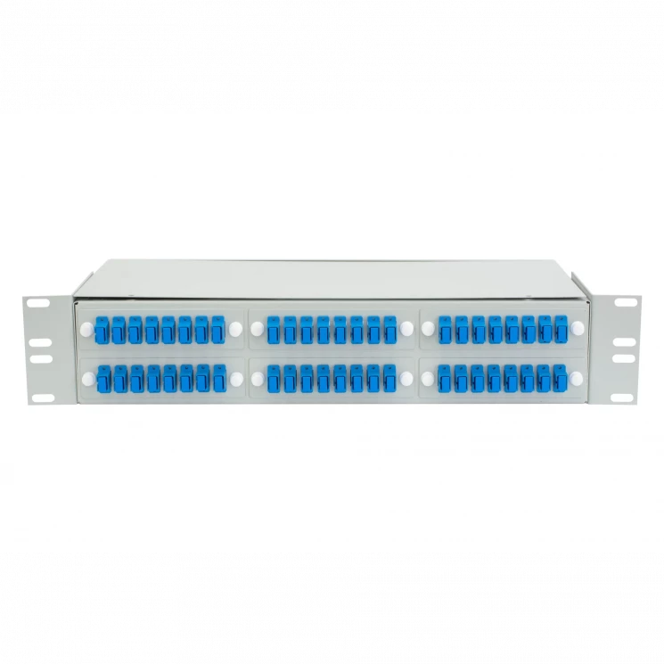 Кросс оптический 19" (ШКОС) укомплектованный на 48 SC портов (комплект с розетками и пигтейлами)