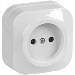 Розетка 1-м ОП GLORY РС20-2-ХБ 10А без заземл. бел. IEK ERH10-K01-10