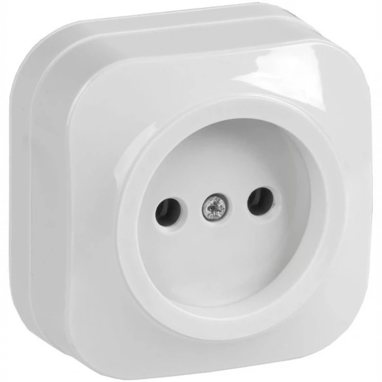 Розетка 1-м ОП GLORY РС20-2-ХБ 10А без заземл. бел. IEK ERH10-K01-10