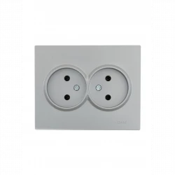 Розетка 2-м СП VESNA без заземл. ПБТ платина LEZARD 742-3500-128B