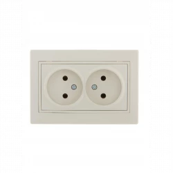 Розетка 2-м СП Mira 16А IP20 без заземл. со вставкой керамика крем. LEZARD 701-0303-128