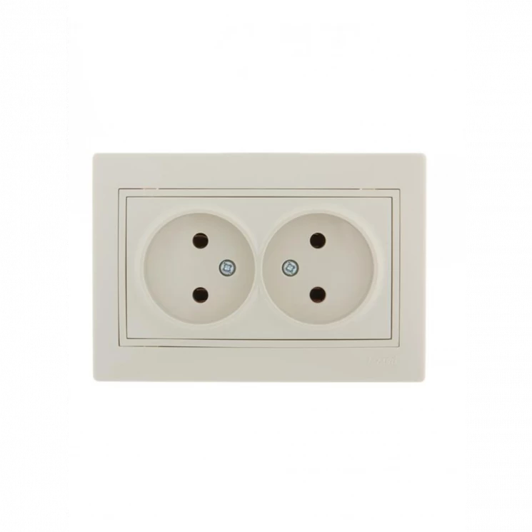 Розетка 2-м СП Mira 16А IP20 без заземл. со вставкой керамика крем. LEZARD 701-0303-128