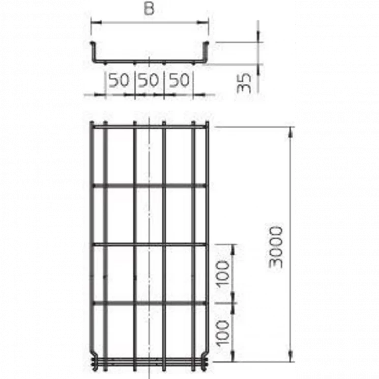 Лоток проволочный 100х35 L3000 сталь 3.9мм GRM 35 100 G оцинк. OBO 6000062