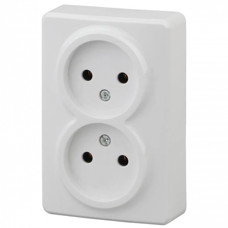 Розетка 2-м ОП Эра Эксперт 11-2202-01 16А IP20 250В 2х2P бел. Эра Б0020682