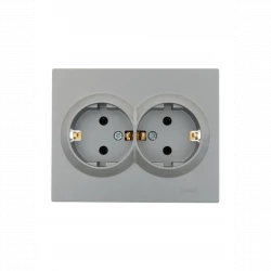 Розетка 2-м СП VESNA с заземл. ПБТ платина LEZARD 742-3500-127B