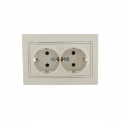 Розетка 2-м СП Mira 16А IP20 с заземл. со вставкой керамика крем. LEZARD 701-0303-127