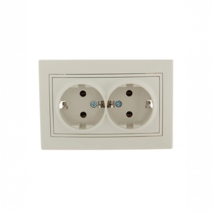 Розетка 2-м СП Mira 16А IP20 с заземл. со вставкой керамика крем. LEZARD 701-0303-127