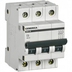 Выключатель автоматический модульный 3п C 6А 4.5кА ВА47-29 GENERICA MVA25-3-006-C