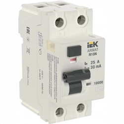 Выключатель дифференциального тока (УЗО) 2п 25А 30мА тип AC ВДТ R10N ARMAT IEK AR-R10N-2-025C030