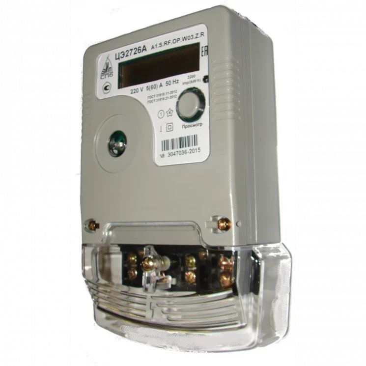 Счетчик электроэнергии однофазный многотарифный с внутренним реле 80А, 5(60)А, корпус W03, оптопорт, модуль LoRaWaN СпбЗИП, выход под антенну SMA