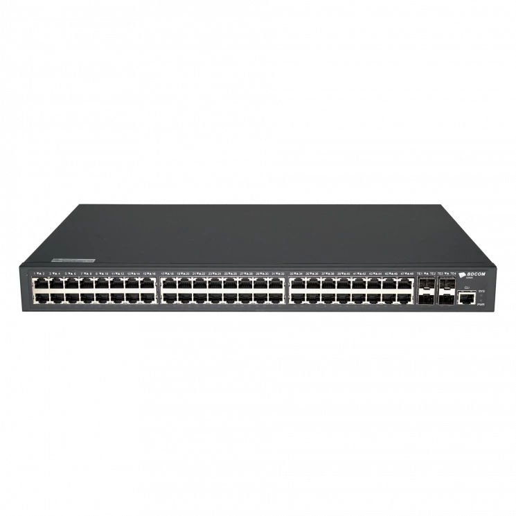 Управляемый коммутатор уровня 3 BDCOM S2900-48T4X, 48x 10/100/1000Base-T, 4x 1/10GE SFP+, 220VAC