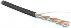 Кабель витая пара, неэкранир. U/UTP, кат. 5e, 4 пары (24 AWG), одножильный (solid), внешний, LSZH нг(А)-HF, -40°C-+75°C, черный