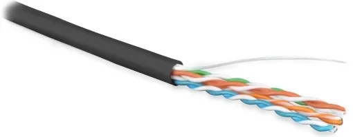 Кабель витая пара, неэкранир. U/UTP, кат. 5e, 4 пары (24 AWG), одножильный (solid), внешний, LSZH нг(А)-HF, -40°C-+75°C, черный
