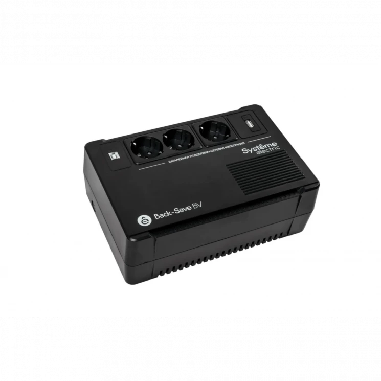 ИБП Back-Save BV Systeme Electric 600 ВА, автоматическая регулировка напряжения, 3 розетки Schuko, 230 В, 1 USB Type-A