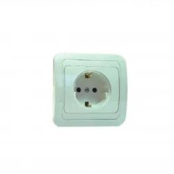 Розетка 1-м СП Mimoza 16А IP20 с заземл. керамика бел./бел. Makel 12008