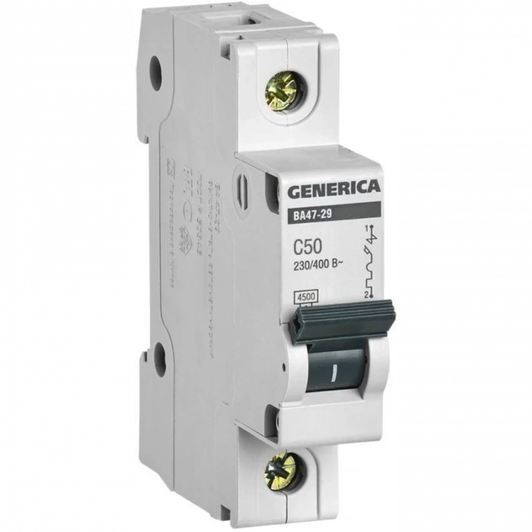 Выключатель автоматический модульный 1п C 50А 4.5кА ВА47-29 GENERICA MVA25-1-050-C