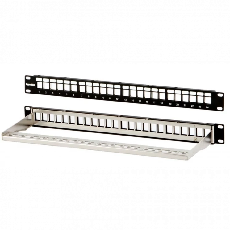 Модульная патч-панель 19", 24 порта, Flat Type, 1U, для экранированных и неэкранированных,модулей Keystone Jack (кроме KJ1-C2, KJ2-C5e, KJ2-C6)