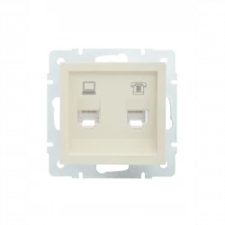 Розетка компьютерная + телефонная 1-м СП Vesna механизм крем. LEZARD 742-0388-143