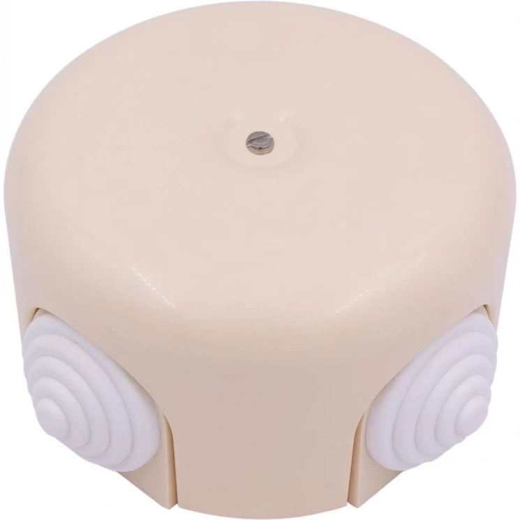 Коробка распределительная 78мм (4 кабельных ввода в комплекте) пластик песочн. зол. Bironi B1-521-24