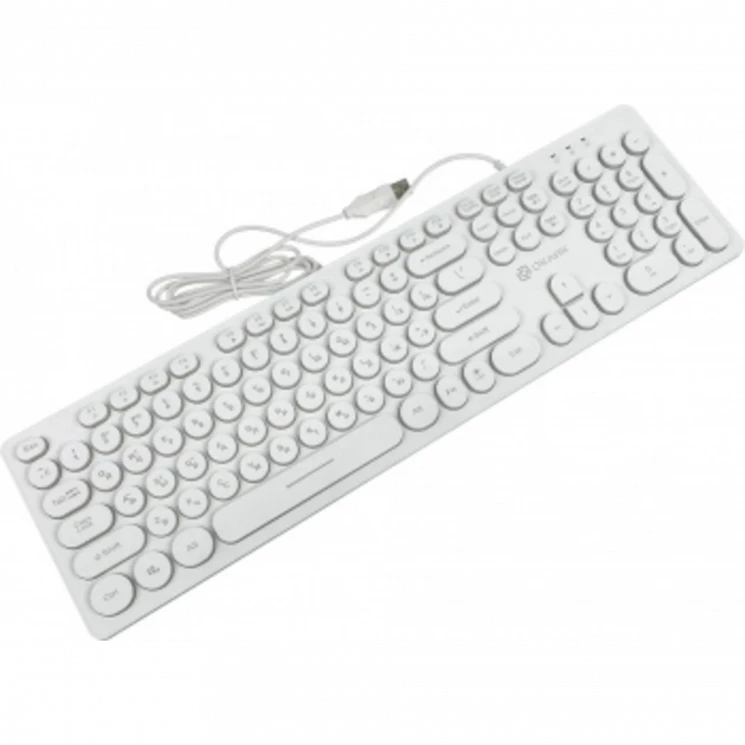 Клавиатура Оклик 420MRL белый USB slim Multimedia LED