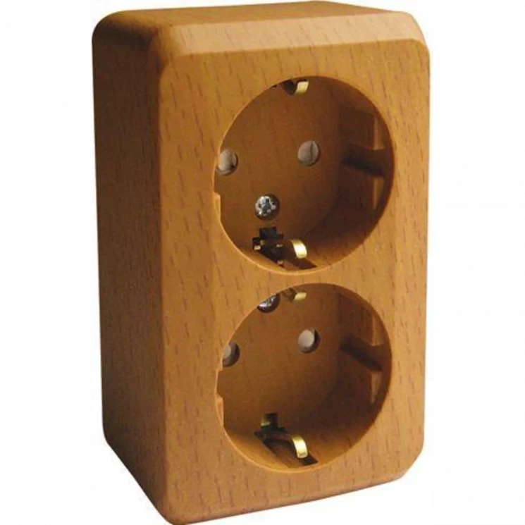 Розетка 2-м ОП Этюд Дача 16А IP20 250В с заземл. защ. шторки бук SE PA16-008T