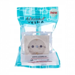 Розетка 1-м СП Vesna с заземл. защ. шторки ПБТ механизм крем. LEZARD 742-0388-124B