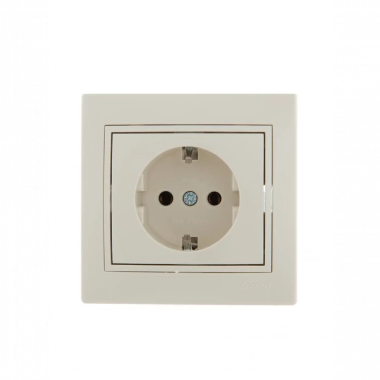 Розетка 1-м СП Mira 16А IP20 с заземл. со вставкой керамика крем. LEZARD 701-0303-122
