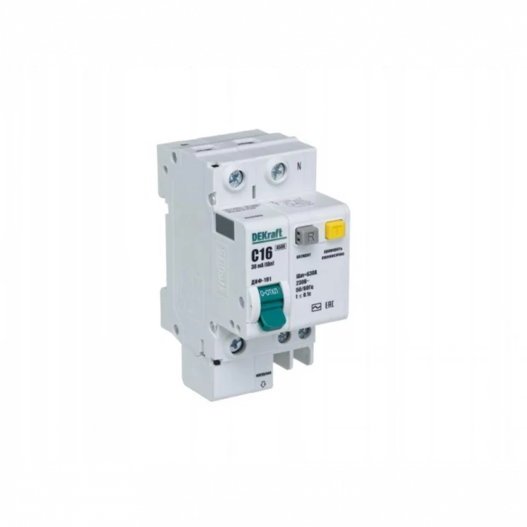 Выключатель автоматический дифференциального тока 2п (1P+N) C 16А 30мА тип AC ДИФ-101 со встроен. за