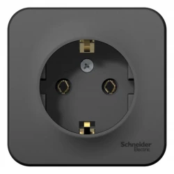 Розетка 1-м ОП Blanca 16А IP20 250В с заземл. без защ. шторок с изолир. пластиной антрацит SE BLNRA0