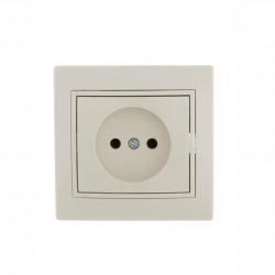 Розетка 1-м СП Mira 16А IP20 без заземл. со вставкой керамика крем. LEZARD 701-0303-121