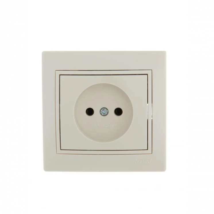 Розетка 1-м СП Mira 16А IP20 без заземл. со вставкой керамика крем. LEZARD 701-0303-121