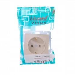 Розетка 1-м СП Vesna с заземл. ПБТ механизм крем. LEZARD 742-0388-122B