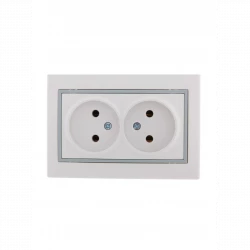 Розетка 2-м СП Mira 16А IP20 без заземл. с сер. вставкой керамика бел. LEZARD 701-0215-128