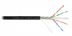 Кабель NIKOMAX U/UTP 4 пары, Кат.6 (Класс E), тест по ISO/IEC, 250МГц, одножильный, BC (чистая медь), 23AWG (0,55мм), полиэтилен, внешний, черный, 305