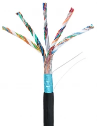 Кабель NETLAN F/UTP 25 пар, Кат.5 (Класс D), 100МГц, одножильный, BC (чистая медь), внешний, PE до -40C, черный, 305м