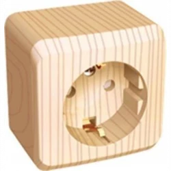 Розетка 1-м ОП Этюд Дача 16А IP20 250В с заземл. защ. шторки сосна SE PA16-004D