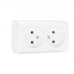 Розетка 2-м ОП Олимп 16А IP20 без заземл. бел. UNIVersal О0102