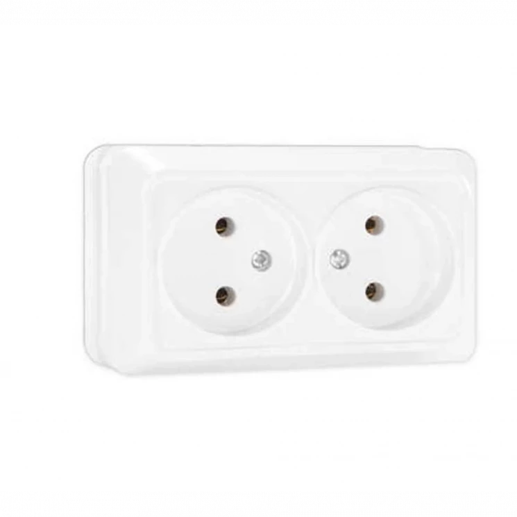 Розетка 2-м ОП Олимп 16А IP20 без заземл. бел. UNIVersal О0102