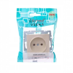 Розетка 1-м СП Vesna без заземл. ПБТ механизм крем. LEZARD 742-0388-121B