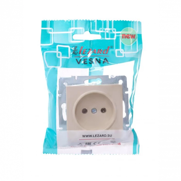 Розетка 1-м СП Vesna без заземл. ПБТ механизм крем. LEZARD 742-0388-121B