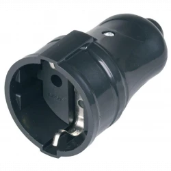 Розетка разборная РПп10-02-Ст 16А прямая с заземл. черн. IEK ERP10-16-01-K02