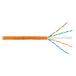 Кабель NIKOMAX U/UTP 4 пары, Кат.6 (Класс E), тест по ISO/IEC, 250МГц, одножильный, BC (чистая медь), 24AWG (0,53мм), полимерный материал нг(А)-HF, вн