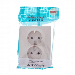 Розетка 2-м СП VESNA с заземл. со шторками ПБТ кремов. LEZARD 742-0300-178B