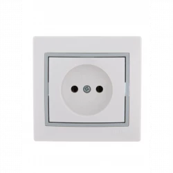 Розетка 1-м СП Mira 16А IP20 без заземл. с сер. вставкой керамика бел. LEZARD 701-0215-121